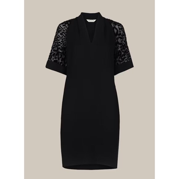 Whistles Black Lina Animal Dobby Dress - Picture 1 of 9
